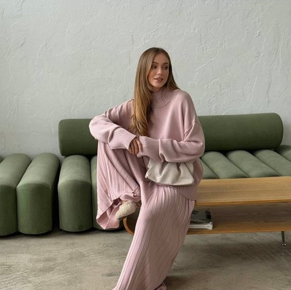 Oversized Knit Sweater & Wide Pants Set