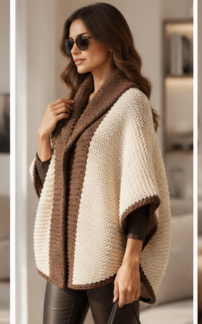 Chunky Knit Cape Shawl – view 2
