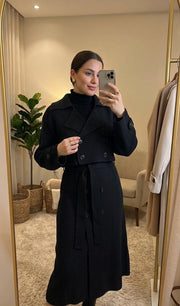 Double-Breasted Belted Midi Coat