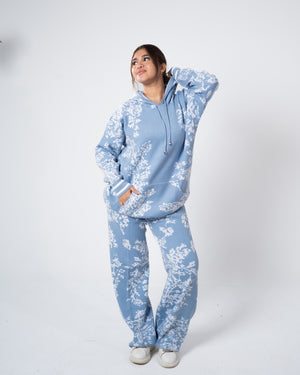 Two-Piece Casual Set – Printed Hoodie & Wide-Leg Pants