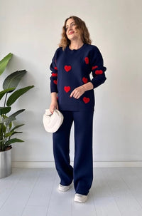 Knitwear Suit with White Heart – 2 Pieces