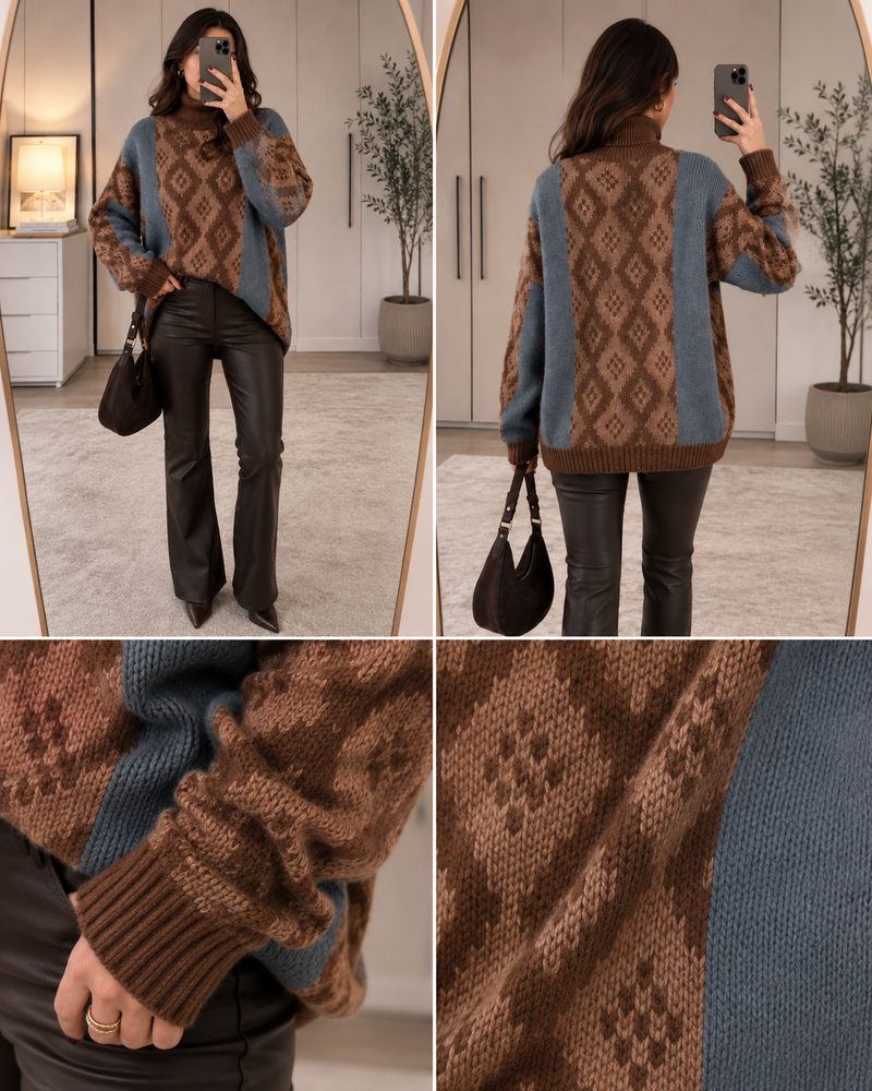 Diamond-Pattern Knit Pullover – view 2
