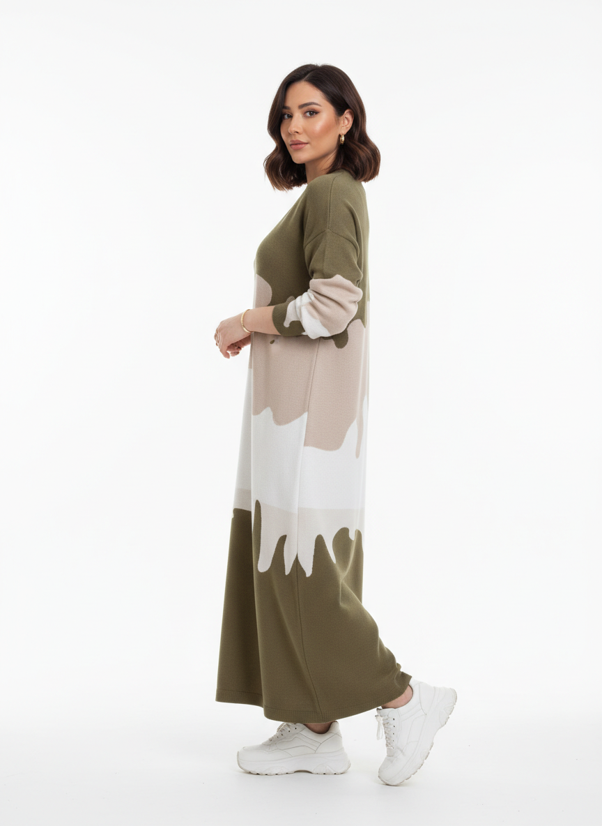 Color Block Maxi Dress - Modest Color Block Maxi Dress - Modest