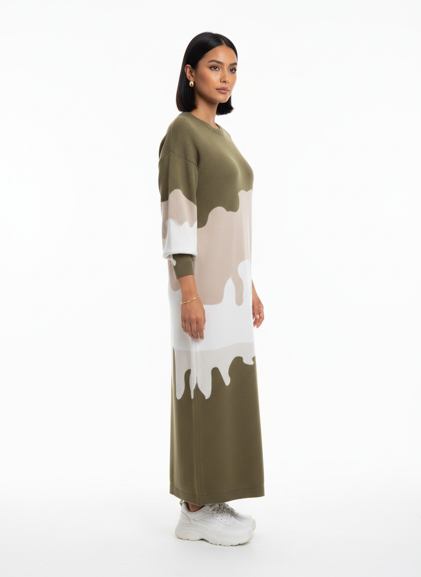 Color Block Maxi Dress - Modest