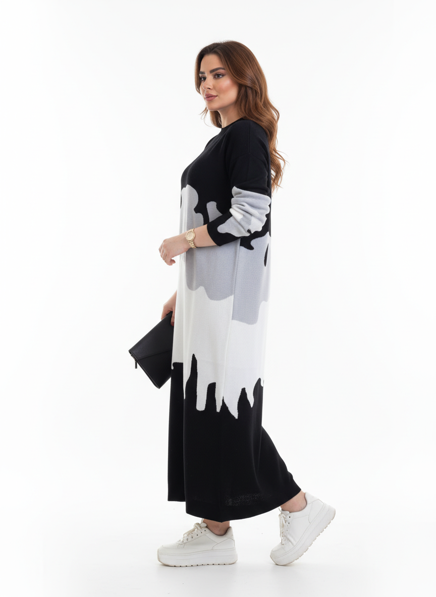 Color Block Maxi Dress - Modest