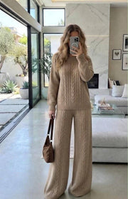 Cable-Knit Sweater & Wide Pants Set