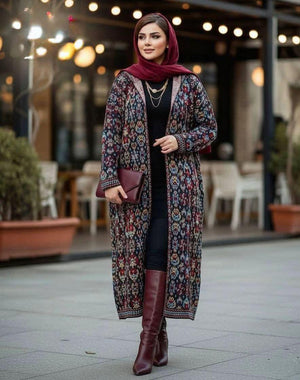 Burgundy Heritage Long Cardigan