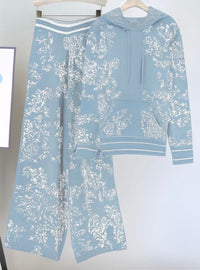 Two-Piece Casual Set – Printed Hoodie & Wide-Leg Pants